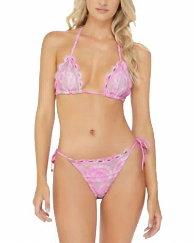 Pq Swim Women's Lace Full Tie Side Bikini Bottom In Amalfi In Pink