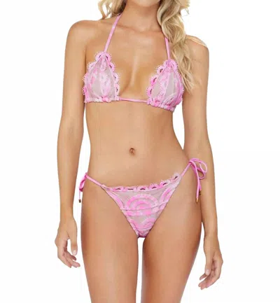 Pq Swim Women's Lace Triangle Bikini Top In Amalfi In Pink