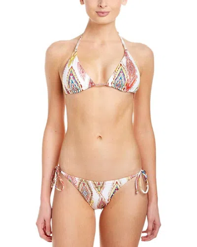 Pq Swim Women's Patara Embroidered Adjustable String Strap Full Bikini Bottom Swimsuit In Multi In Beige