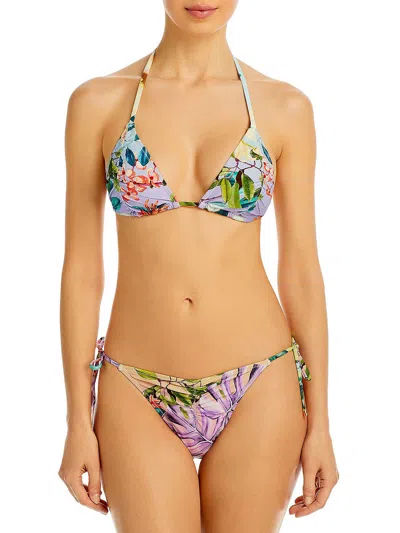 Pq Swim Womens Floral Print Triangle Bikini Swim Top In Multi