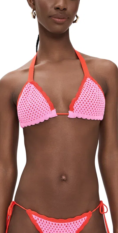 Pq Swim Wren Crochet Triangle Top Rose In Black