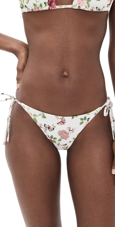 Pq Swim X Alice + Olivia Embroidered Bikini Bottoms English Rose In Multi