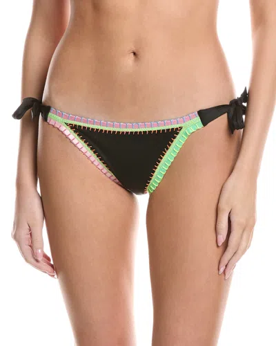 Pq Swim X Solange Ferrarini Crochet Trim Full Bikini Bottom In Black