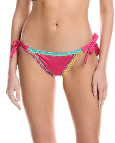 Pq Swim X Solange Ferrarini Crochet Trim Full Bikini Bottom In Pink