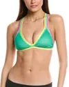 Pq Swim X Solange Ferrarini Crochet Trim Triangle Bikini Top In Green