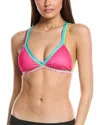 Pq Swim X Solange Ferrarini Crochet Trim Triangle Bikini Top In Pink