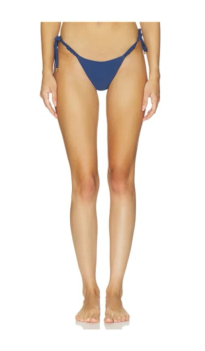Pq X Alice + Olivia Macrame Tie Side Teeny Bikini Bottom In Blue