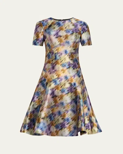 Prabal Gurung Abstract Fit-flare Dress In Black Multi