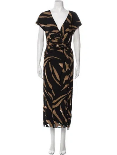 Pre-owned Prabal Gurung Animal Print Long Dress In Black