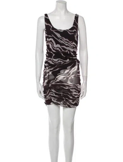 Pre-owned Prabal Gurung Animal Print Midi Length Dress In Brown