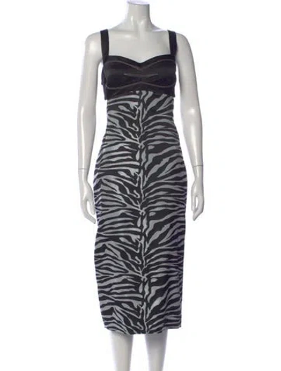Pre-owned Prabal Gurung Animal Print Midi Length Dress In Gray