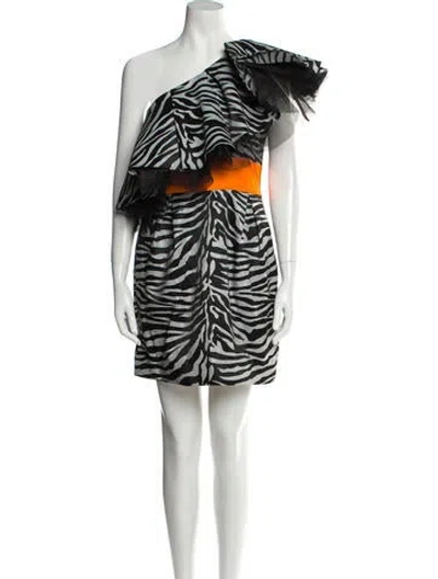 Pre-owned Prabal Gurung Animal Print Mini Dress In Black