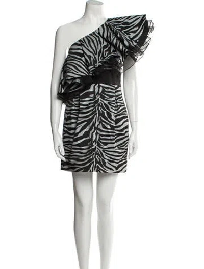Pre-owned Prabal Gurung Animal Print Mini Dress In Black