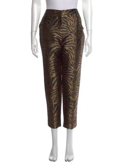 Pre-owned Prabal Gurung Animal Print Straight Leg Pants In Neutrals
