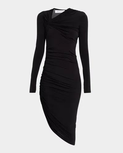 Prabal Gurung Asymmetric Twisted Shoulder Midi Dress In Black