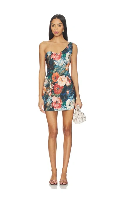 Prabal Gurung Asymmetrical Shoulder Mini Dress In Multi