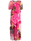 Prabal Gurung Botanical-print Silk Dress In Pink