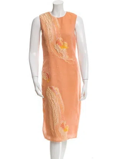 Pre-owned Prabal Gurung Brocade Sheath Dress In Orange