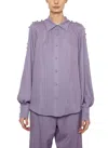 Prabal Gurung Button Down Pintuck Poet Sleeve Blouse In Lavender