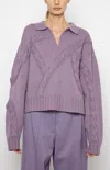 Prabal Gurung Cable Polo Sweater In Lavender In Purple