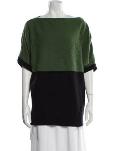 Pre-owned Prabal Gurung Cashmere Colorblock Pattern Sweater In Green