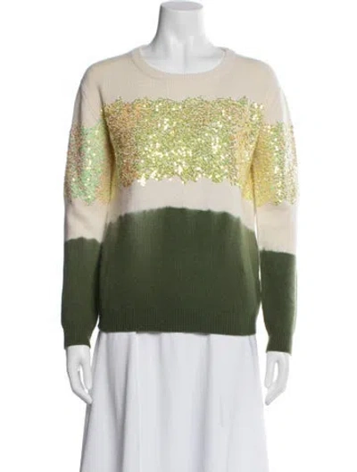 Pre-owned Prabal Gurung Cashmere Colorblock Pattern Sweater In Green