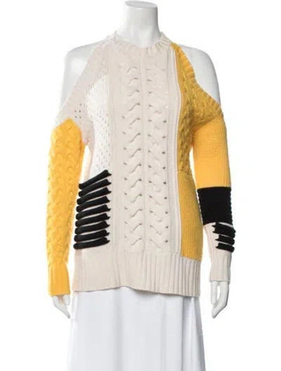 Pre-owned Prabal Gurung Cashmere Colorblock Pattern Sweater In Neutrals