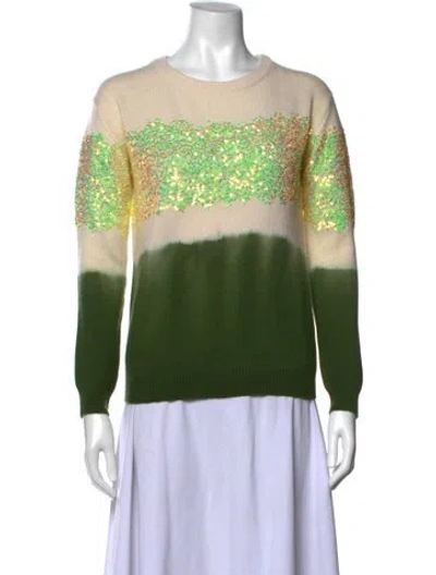 Pre-owned Prabal Gurung Cashmere Patterned Sweater In Green