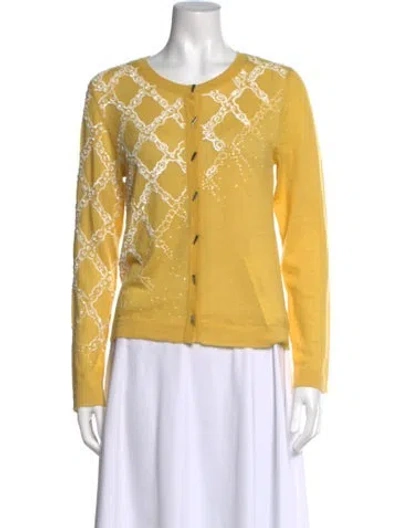 Pre-owned Prabal Gurung Cashmere Patterned Sweater W/ Tags In Yellow