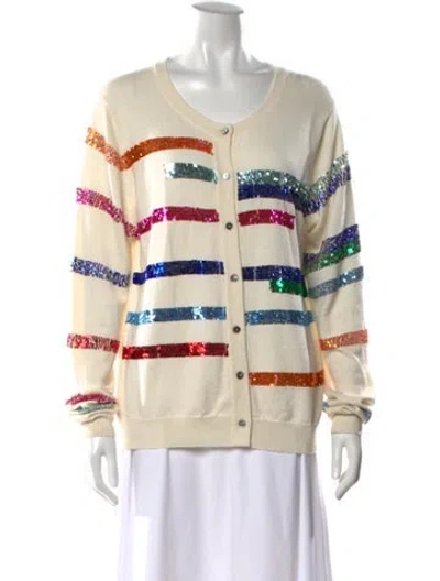 Pre-owned Prabal Gurung Cashmere Striped Sweater In Neutral