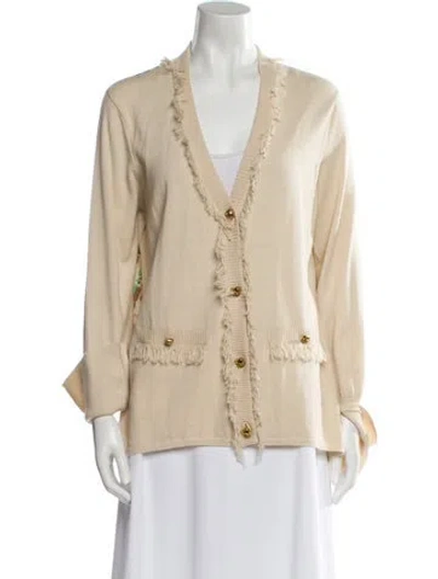 Pre-owned Prabal Gurung Cashmere V-neck Sweater In Neutral