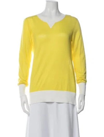 Pre-owned Prabal Gurung Colorblock Pattern Crew Neck Sweater In Yellow