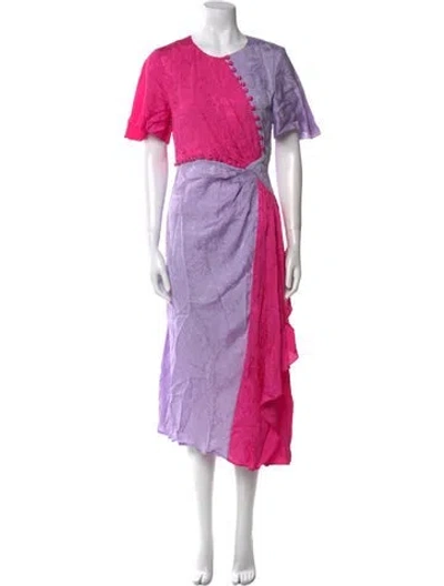 Pre-owned Prabal Gurung Colorblock Pattern Long Dress In Purple