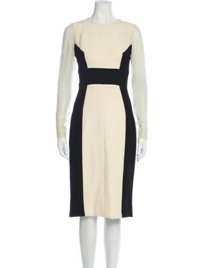 Pre-owned Prabal Gurung Colorblock Pattern Midi Length Dress In Black