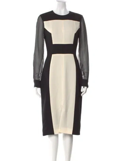 Pre-owned Prabal Gurung Colorblock Pattern Midi Length Dress In Black