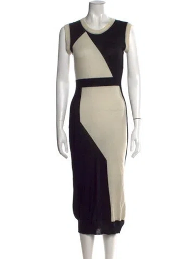 Pre-owned Prabal Gurung Colorblock Pattern Midi Length Dress In Black