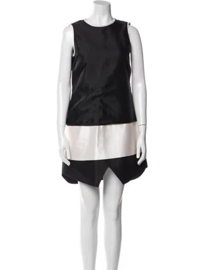 Pre-owned Prabal Gurung Colorblock Pattern Mini Dress In Black