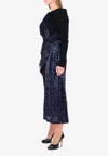 Prabal Gurung Colorblock Sequined Midi Dress With Front Knot In Blue