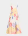 Prabal Gurung Corset Sleeveless Midi Sun Dress In White Multi