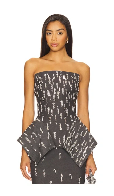 Prabal Gurung Corset Strapless Panier Top In Gray