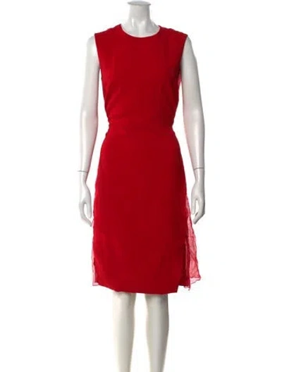Pre-owned Prabal Gurung Crew Neck Knee-length Dress In Red