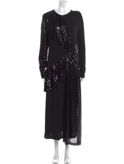 Pre-owned Prabal Gurung Crew Neck Long Dress In Black