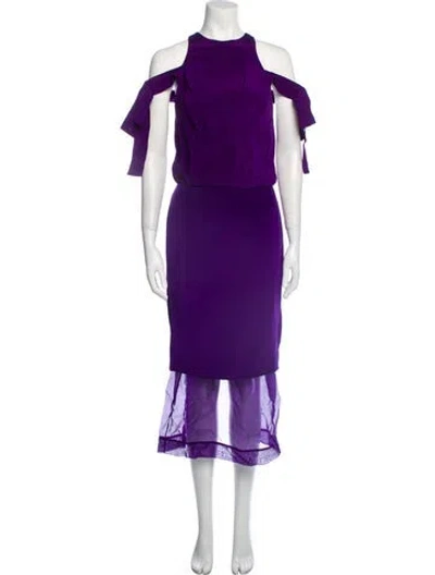 Pre-owned Prabal Gurung Crew Neck Long Dress In Purple
