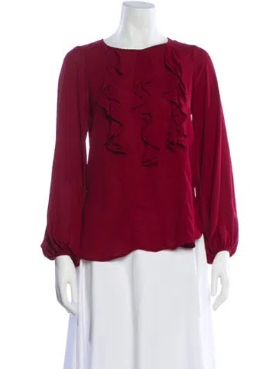 Pre-owned Prabal Gurung Crew Neck Long Sleeve Blouse In Burgundy