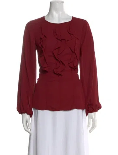 Pre-owned Prabal Gurung Crew Neck Long Sleeve Blouse In Red