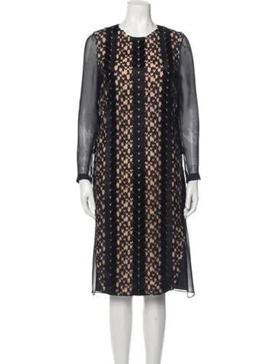 Pre-owned Prabal Gurung Crew Neck Midi Length Dress In Black