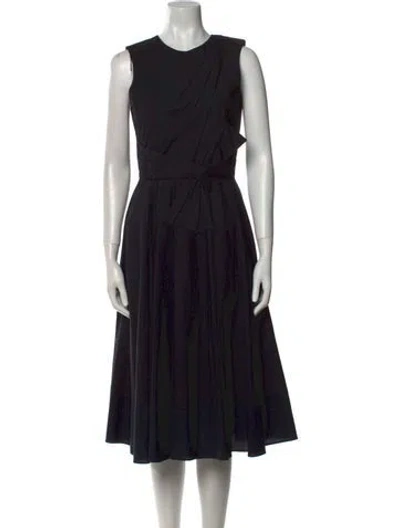 Pre-owned Prabal Gurung Crew Neck Midi Length Dress In Black
