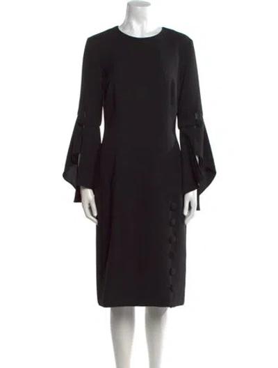 Pre-owned Prabal Gurung Crew Neck Midi Length Dress In Black