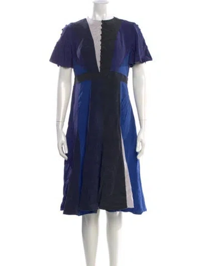 Pre-owned Prabal Gurung Crew Neck Midi Length Dress In Blue