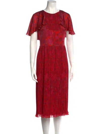 Pre-owned Prabal Gurung Crew Neck Midi Length Dress In Red